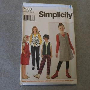Vintage Simplicity 7288 Mädchen Kleid & Weste Muster Gr. 7-10 ungeschnitten 90er Stil - Bild 1 von 5