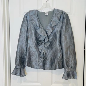 Armani Collezioni Ruffle V-neck Blouse Long Sleeve Holidays Classic Size US 6 - Picture 1 of 14