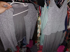 chadwicks 2 pc matching formal set silvery set flowy skirt suit size 10 m - Picture 1 of 4