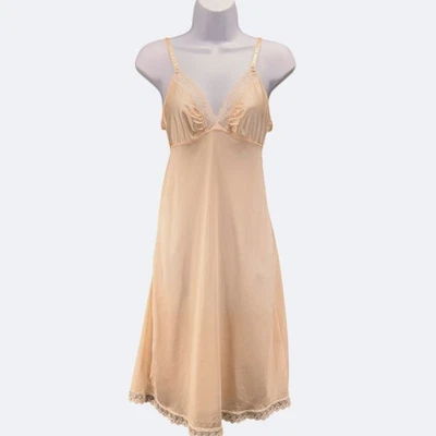 Vintage Baby Doll Slip Dress XS Champagne Wedding Honeymoon Undergarment Staple - Image 1 of 4