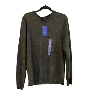 Apt. 9 Men's Dark Char Heather Slim Fit Merino Wool Blend V-Neck Sweater S NWT  - Picture 1 of 9