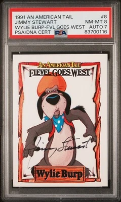Jimmy Stewart Signed Wylie Burp Rookie Card PSA Auto 7 NM-MT 8 Fievel Goes West - Image 1 of 2