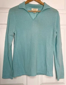 Suéter grande Peck & Peck 100 % cachemir para mujer turquesa clásico preppy acogedor - Imagen 1 de 10