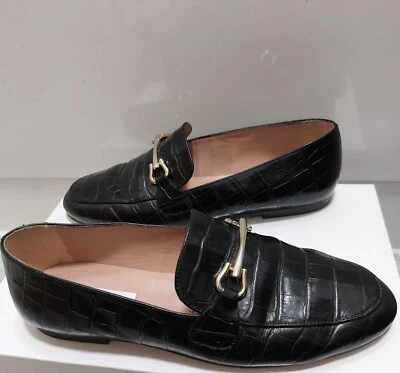 LK Bennett Daphne Mocasines Mujer Talla UK 3 Negro Efecto Cocodrilo Zapatos Planos Hebilla  Foto 1 de 4