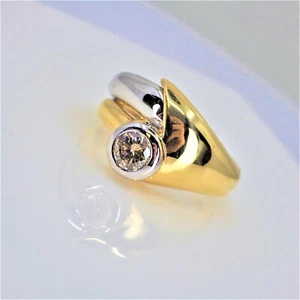 EXKLUSIVER BRILLANTRING IN 585/-GELBGOLD & WEIßGOLD BRILLANT 0,36ct L/VVSI RW:54 - Bild 1 von 7