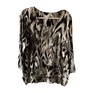 Chicos Top Donna XL Multicolore Arte Astratta Da Indossare Boho Stampa Mista Blusa - Foto 1 di 5