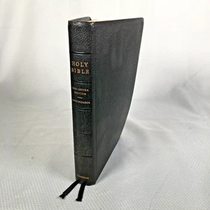 Vtg Holy Bible KJV Cambridge Black Morroco Leather Red Letter Concordance - Picture 1 of 22
