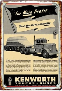 Letrero XXL 12 x 18 Kewwoth para camión con fines de lucro nuevo publicidad antiguo letrero de hojalata de metal - Imagen 1 de 1