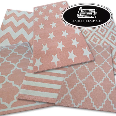 Modern Soft Comfortable Carpet " Sketch " Pink Cream - Trellis - Belt - Star - Image 1 of 4