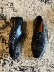 ALLEN EDMONDS Sanford Dress Shoes Black Woven Leather Cap Toe Oxfords Size 10.5c - Picture 1 of 9