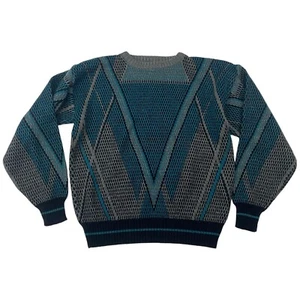 Suéter de Colección Barnaby Gris Azulado Geométrico Tejido L/S Abuelo Grunge Talla L - Imagen 1 de 9
