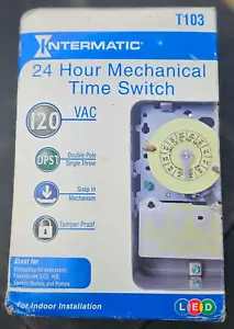 T103 Series 40 Amp 125-Volt DPST Interruttore Tempo Meccanico 24 Ore con Alloggiamento - Foto 1 di 2