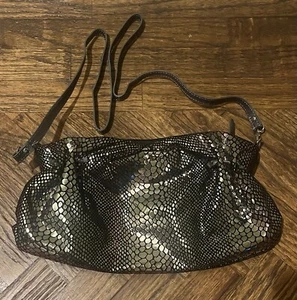 Fatto a Mano Carlos Falchi NEW Metallic Snake Print Shoulder Bag Purse Crossbody - Picture 1 of 9