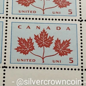 Canada 5 Cents (1964). 4 Stamps Corner Block. 3 Maple Leaves. United Uni. #417 - Picture 1 of 7