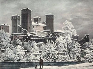 FOSSANO - "Castello di Fossano" - kol. Lithographie um 1850 - Picture 1 of 2