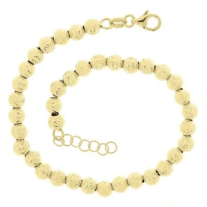 Italian 14k Yellow Gold Diamond Cut Ball Bead Bracelet 8" 5mm 4.9 grams - Picture 1 of 7