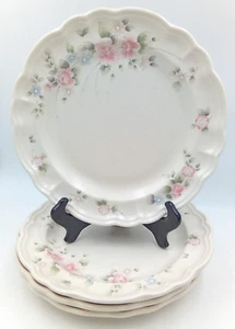 Pfaltzgraff Tea Rose Plate Dinner Beige Floral Green Stoneware 10" USA Set of 4 - Picture 1 of 10