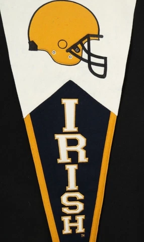 New 40" Notre Dame Irish Helmet Embroidered Wool Football Pennant Flag Vtg NOS Cover
