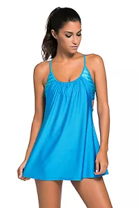 TANKINI/FALDA DE BAÑO CON SUJETADOR ACOLCHADO AZUL/VERDE OCÉANO ESTILO # SQ41948 - Imagen 1 de 5