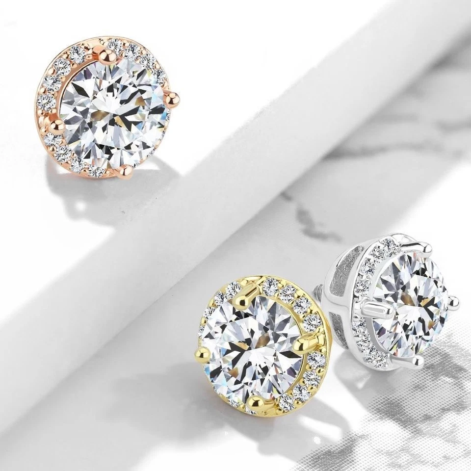 3 Pc 8 MM Prong Set C.Z. Internal Threaded Dermal Anchor Heads 14G  - Image 1 of 1