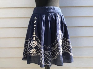 Quiksilver Women Blue Embroidered Casual Skirt Size L - Picture 1 of 12