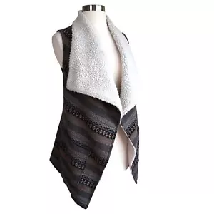 Jolt Womens Wool Blend Sherpa Vest Size Small Tapestry Knit Aztec Southwestern - Picture 1 of 11