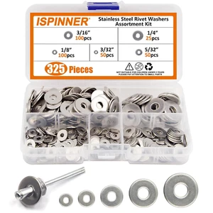 ISPINNER 325-teiliges Ersatz-Nietscheiben-Sortiment-Set, Edelstahlscheiben für - Bild 1 von 12