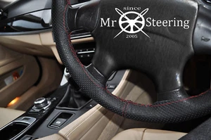 FOR MERCEDES W124 1984-91 PERFORATED LEATHER STEERING WHEEL COVER DARK RED ST - Picture 1 of 4