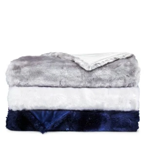 New $280 Hudson Park Collection Arctic Lynx Faux Fur Throw 50 x 70 Gray - Picture 1 of 12