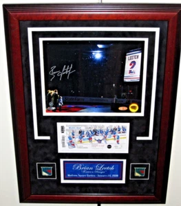 BRIAN LEETCH "FOREVER A RANGER" SIGNED & FRAMED RETIREMENT NIGHT PHOTO W TICKET - Picture 1 of 4