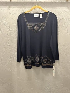Alfred Dunner Damen Größe Large hell verziertes Strickoberteil Oma Shirt - Bild 1 von 5