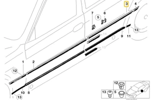 Rear right door molding for BMW E-38 - Picture 1 of 1