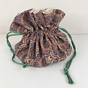 Schmucktasche Reise Blumenmuster mehrfarbig Druck Elfenbeinfutter 8 Taschen Kordelzug - Bild 1 von 4