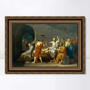 Framed Canvas Art The Death of Socrates by Jacques Louis David Wall Art 28"x40" - Picture 1 of 5