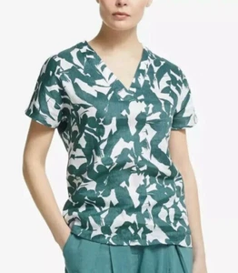 Ladies John Lewis Top 100% Linen abstract V-Neck Size 8 BNWT RRP £59 - Picture 1 of 2