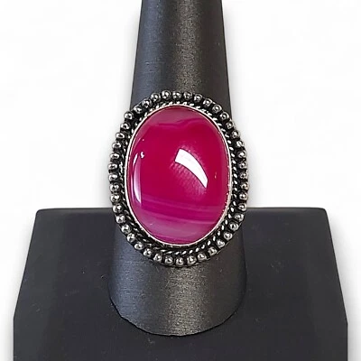 Lady's Pink Botswana Agate Ring 925 Sterling Size 10.25 - Image 1 of 4