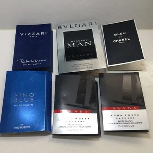 Bulk lot of 6 Men’s Perfume Samples Chanel, Prada, Bulgari Man and More, New - Picture 1 of 2