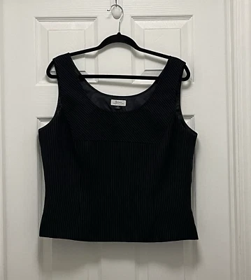 Top Tahari Arthur S Levine Forrado Sin Mangas Rayas Negras 16 Cremallera Lateral Foto 1 de 4