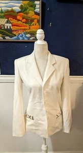 Vintage Vertigo Paris Frankreich Designer weiß silber Hardware Blazer Jacke Gr. Small S - Bild 1 von 8