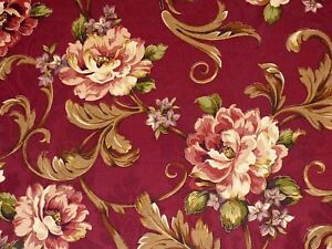 Mill Creek Floral ROUGE Red Home Decor Drapery Curtain Pillow Sewing Fabric BTY