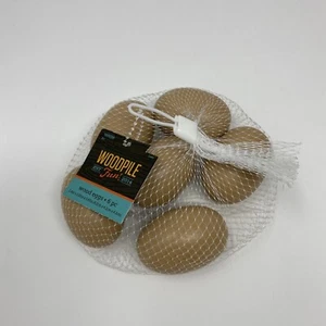 Madera - Huevos sin pintar - 6 huevos (2,4 x 1,65 pulgadas) - Imagen 1 de 3