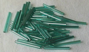 OFFERTA - PERLINE TROMBA VETRO DRITTO SMERALDO SCURO 25mm 1" ceche - 200+ perline. - Foto 1 di 3