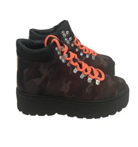 Steve Madden Stomp Camo Orange Spitze Plateau Wandern Kampfstiefel Gr. 8 NEU schwarz - Bild 1 von 11
