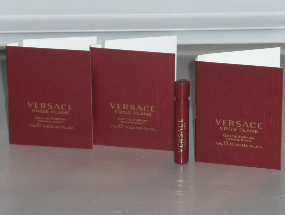 7x Versace Eros Flame Eau De Parfum Spray Sample Vials .03oz
