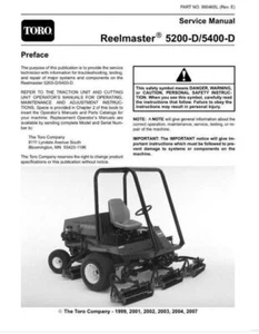 Toro 5200D - 5400D Reelmaster Service Manual - Picture 1 of 5