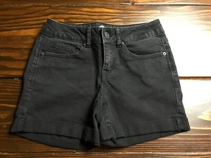 S Shorts, Junior Girls Size 3, Black, Denim, Cuffed, Pockets - Picture 1 of 10