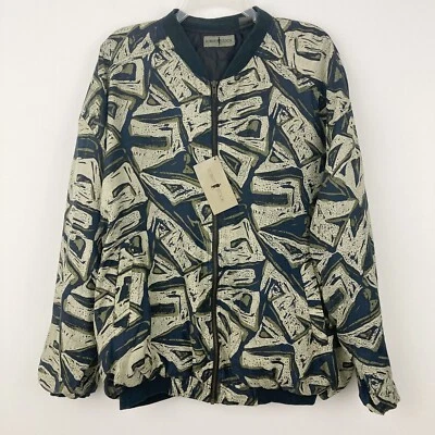 Chaqueta de bombardero de seda Robert Stock vintage nueva con etiquetas talla L cremallera completa manga larga forrada Foto 1 de 4
