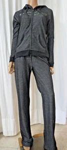 NWT BCBG sz XL (Bust38) 65% cotton BLACK CHAMBRAY LIGHTWEIGHT 2 PIECE TRACKSUIT - Picture 1 of 23
