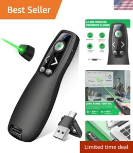 Wireless Presenter Remote USB Type-C Green Light 100ft Range PowerPoint Clicker - Picture 1 of 9