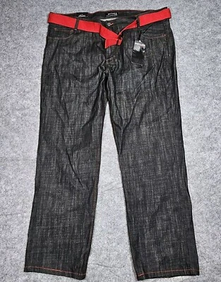 NWT Refuse Premium Denim Men’s 46 Measure 47x32 Jeans Cotton Belted Embroidered - Image 1 of 4